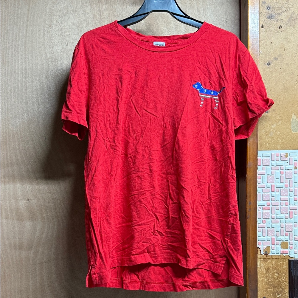 VS PINK PATRIOTIC FLAG DOG TEE